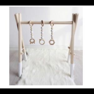 NWT Modern Nordic wooden baby play gym w/ rattles